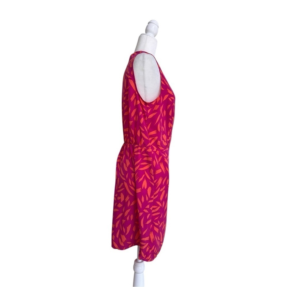Fortune + Ivy Bright Pink Orange Sleeveless Faux Wrap Women Size M Knee Length - Picture 2 of 14